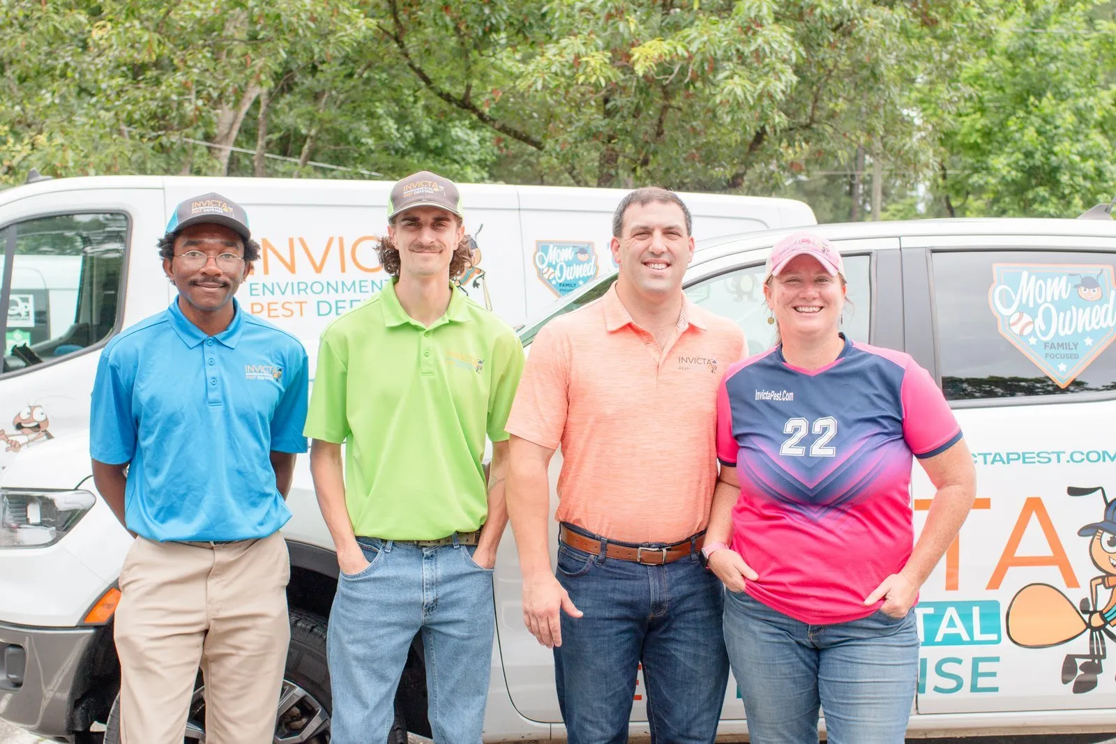 The Invicta Pest Control team in front of their vans