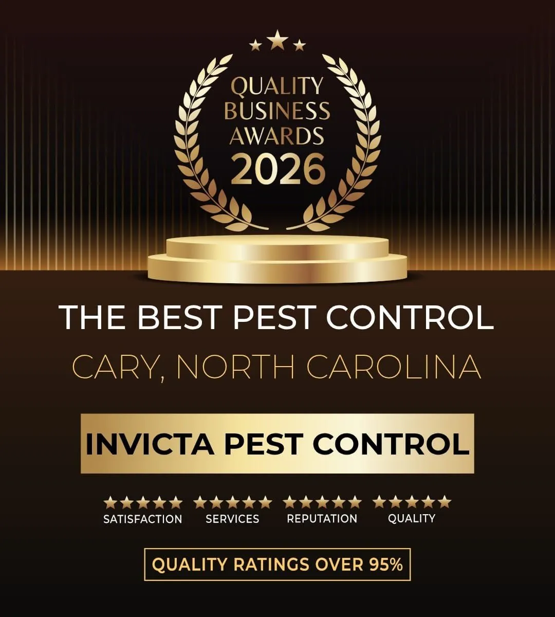 Quality Business Awards 2026 badge: The Best Pest Control, Cary, North Carolina, Invicta Pest Control