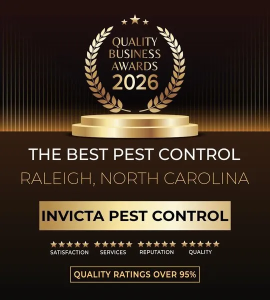 Quality Business Awards 2026 badge naming Invicta Pest Control the best pest control in Raleigh, North Carolina