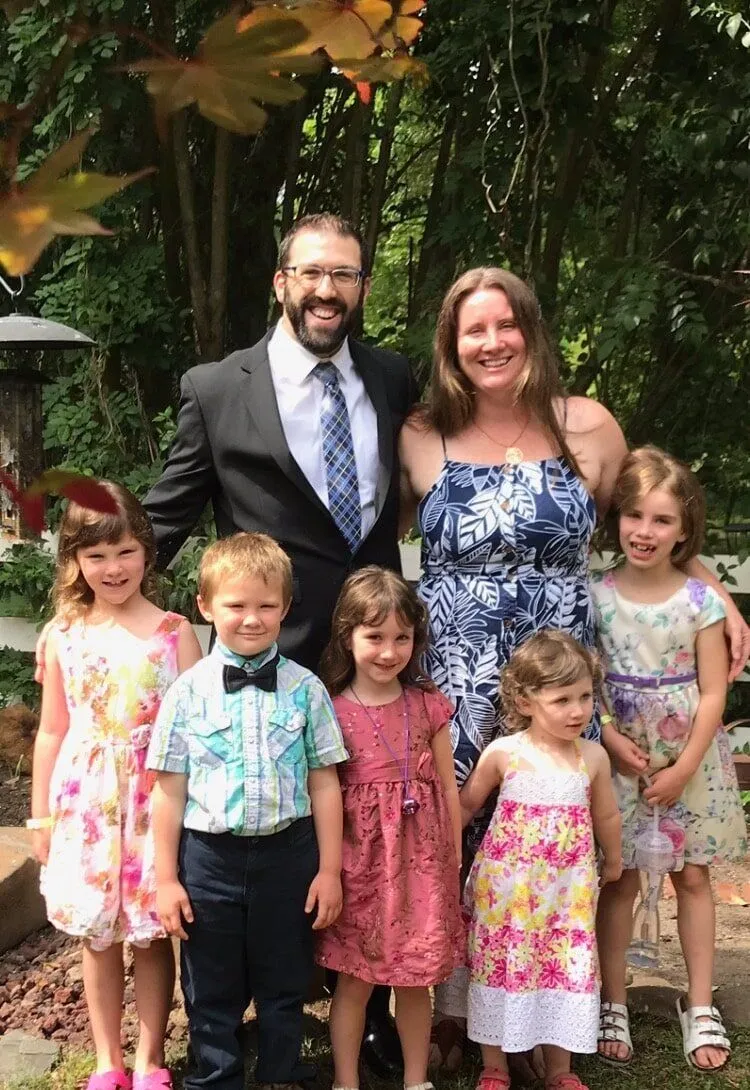 Elizabeth and Michael Gilbert with their five children